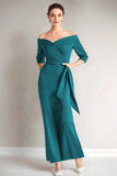 Navy Mermaid Off the Shoulder Mother of The Bride Dress