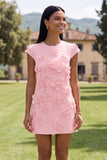 Ivory Floral A-Line Homecoming Dress with Cap Sleeves