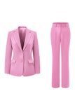 Dark Fuchsia 2 Piece Notched Lapel Women Prom Suit