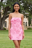 Strapless Blue Floral Homecoming Dress