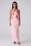 Strapless Light Yellow Printed Sheath Wedding Guest Dress
