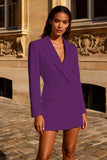 White Double Breasted Peak Lapel Work Dress