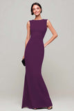Black Sheath Bateau Neck Long Formal Dress