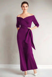 Navy Mermaid Off the Shoulder Mother of The Bride Dress