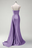 Royal Blue Mermaid Beaded Corset Prom Dress with Sash