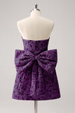 Light Yellow Strapless Floral A Line Homecoming Dress With Bow