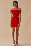Satin White Off the Shoulder Sheath Short Graduation Dress