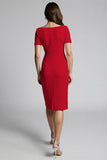 Ruffled Champagne Sheath Midi Dress with Slit