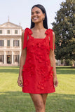 A-Line Lilac Floral Homecoming Dress with Sash