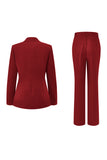 Dark Fuchsia 2 Piece Notched Lapel Women Prom Suit