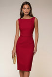 Ivory Bodycon Midi Work Dress with Slit