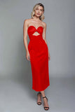 Sweetheart Dark Green Cut Out Sheath Midi Formal Dress