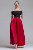 Off the Shoulder A Line Fuchsia and Red Formal Dress