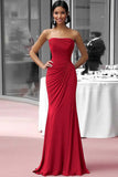 Coffee Strapless Sheath Ruched Gala Dress