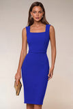 Bodycon Navy Spaghetti Straps Midi Work Dress