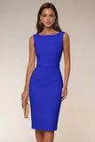 Ivory Bodycon Midi Work Dress with Slit