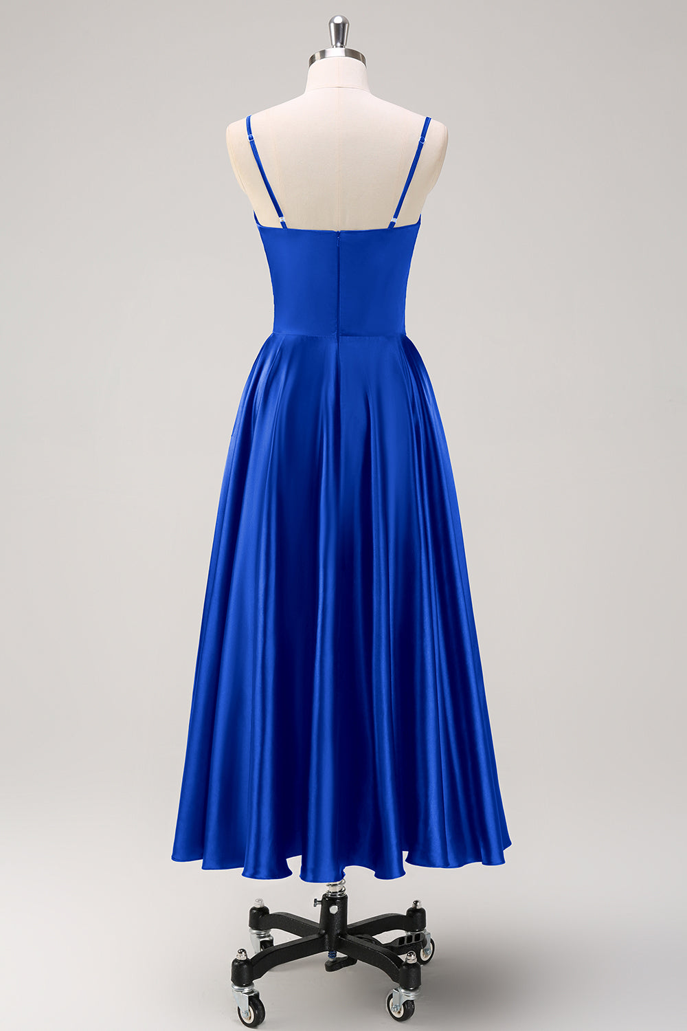 Berylove Women Navy Bridesmaid Dress Spaghetti Straps Ruched A Line Tea Length Wedding Guest Dress, Royal Blue / US16 Berylove Women Navy Bridesmaid Dress Spaghetti Straps Ruched A Line Tea Length Wedding Guest Dress, Royal Blue / US16