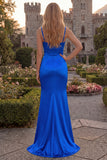 Burgundy Mermaid Satin Cowl Neck Maxi Prom Dress