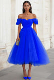 Yellow Off The Shoulder A Line Tulle Prom Dress