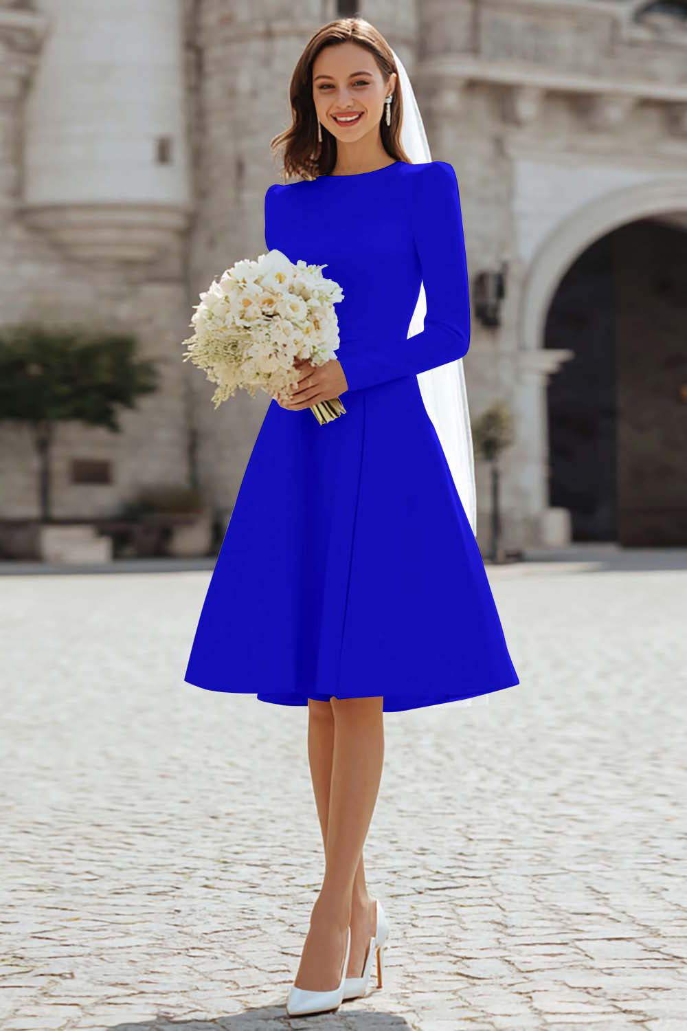 women's engagement dress Leely Women Ivory Satin Long with Pockets V-Neck A Line Rehearsal Dinner Dress with Sleeves This dress is a true work of art Luxury Engagement White Dress Women's
