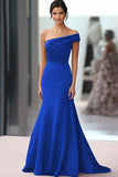 Coffee Ruched One Shoulder Mermaid Gala Dress
