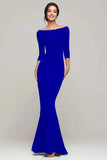 Simple Mermaid Bateau Neck Black Tie Dress