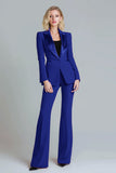 Peak Lapel 2 Piece Slim Fit Red Women Business Suits