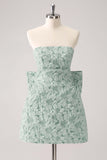 Light Yellow Strapless Floral A Line Homecoming Dress With Bow