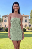 Strapless Blue Floral Homecoming Dress