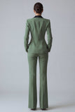 Dark Green Peaked Lapel 2 Piece Classic Women Suits