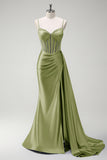 Royal Blue Mermaid Beaded Corset Prom Dress with Sash
