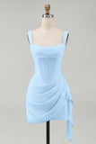 Square Neck Bodycon Mini White Dress with Ruffles
