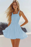 White A Line Pleated Short Graduation Dress