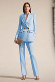 Double Breasted Peak Lapel 2-Piece Pink Work Suit