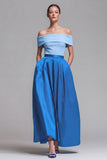 Off the Shoulder A Line Fuchsia and Red Formal Dress