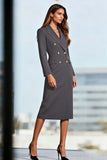 Black Peak Lapel Double Breasted Blazer Dress