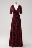 Burnout Velvet Dark Green Wedding Guest Dress