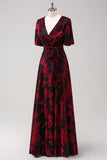Burnout Velvet Dark Green Wedding Guest Dress