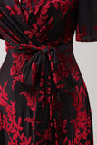 Burnout Velvet Dark Green Wedding Guest Dress