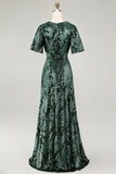 Burnout Velvet Dark Green Wedding Guest Dress
