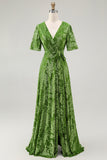 Burnout Velvet Dark Green Wedding Guest Dress
