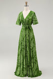 Burnout Velvet Dark Green Wedding Guest Dress