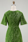 Burnout Velvet Dark Green Wedding Guest Dress