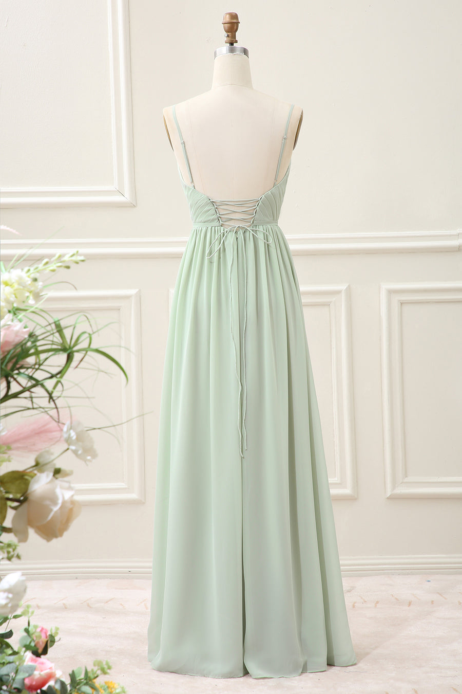 mint green halter prom dress Sage Green Halter Maxi Dress with Slit – Modsele