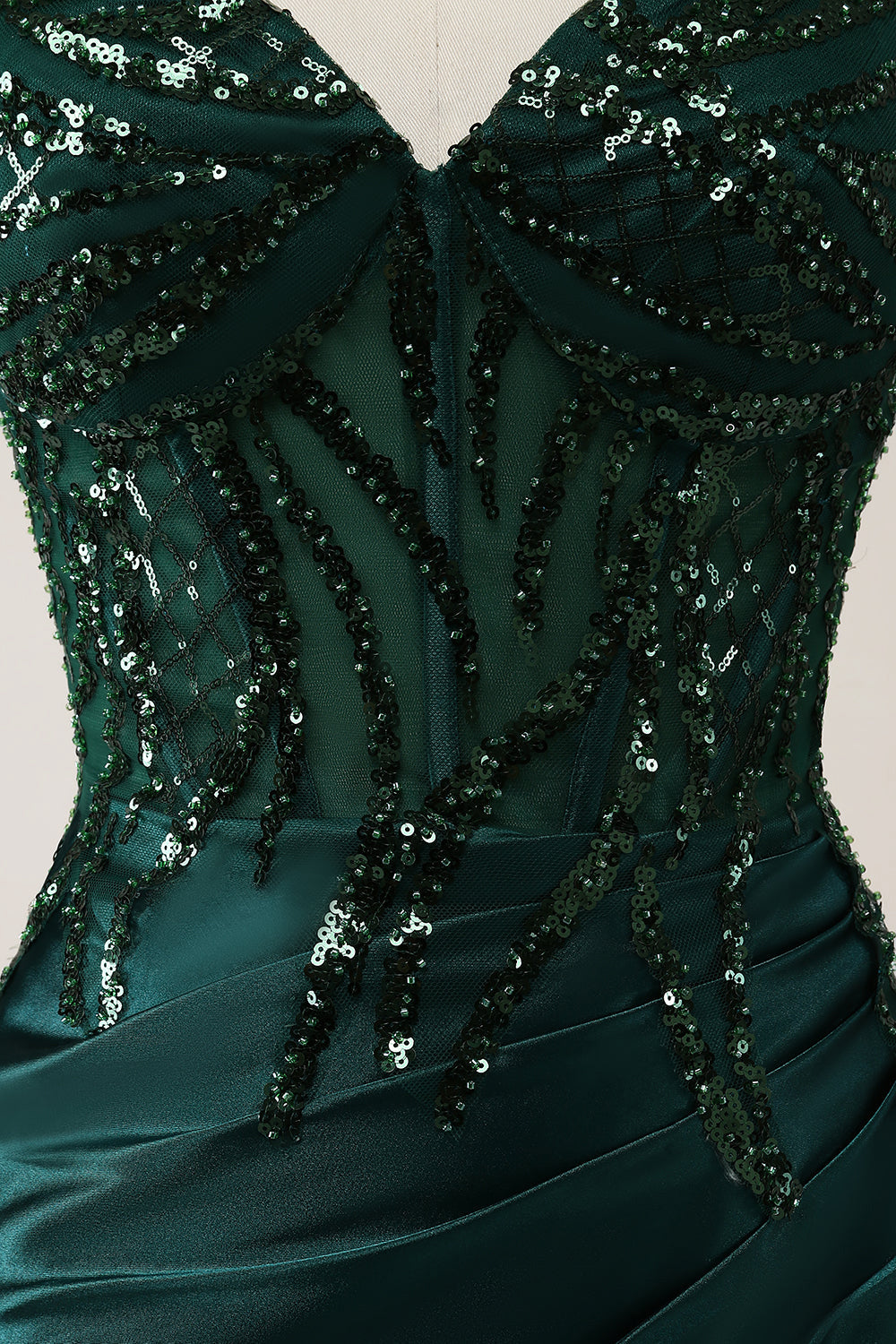 Berylove Women Wedding Guest Dress Sparkly Dark Green Mermaid Sequin Pleated Corset Prom Dress with Slit Berylove Women Wedding Guest Dress Sparkly Dark Green Mermaid Sequin Pleated Corset Prom Dress with Slit