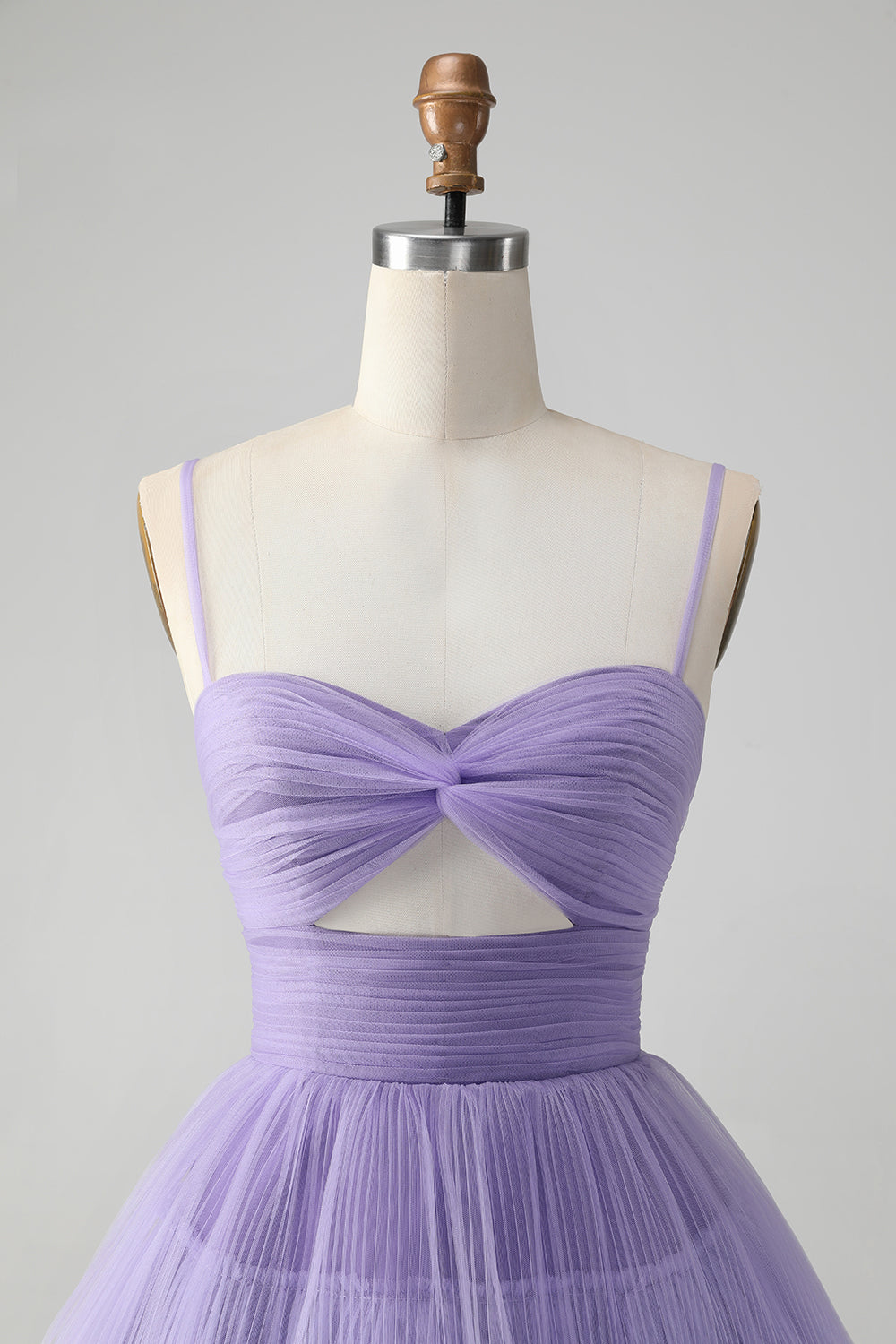 Berylove Women Cute Purple A Line Homecoming Dress Tulle Tiered Keyhole Mini Cocktail Dress