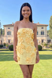 Strapless Blue Floral Homecoming Dress