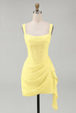 Square Neck Bodycon Mini White Dress with Ruffles