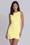 Satin Sleeveless Ruched Bodycon Mini White Dress