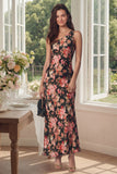 One Shoulder Pink Floral Maxi Wedding Guest Dress